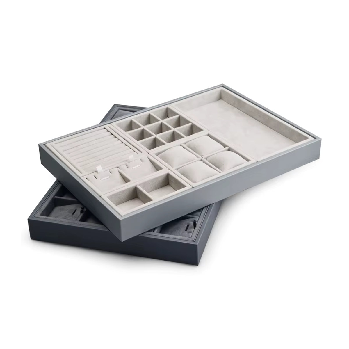Oirlv Schmuck-Display-Organizer aus Mikrofaser in Grau für Ringe, Halsketten und Armbänder - Bild 4