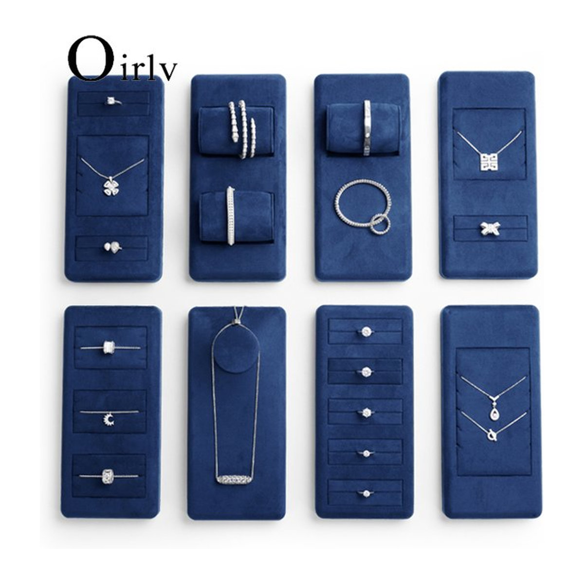 Oirlv Schmuck Display Set aus blauem Samt für Ringe, Ohrringe, Halsketten und Armreife - Bild 1