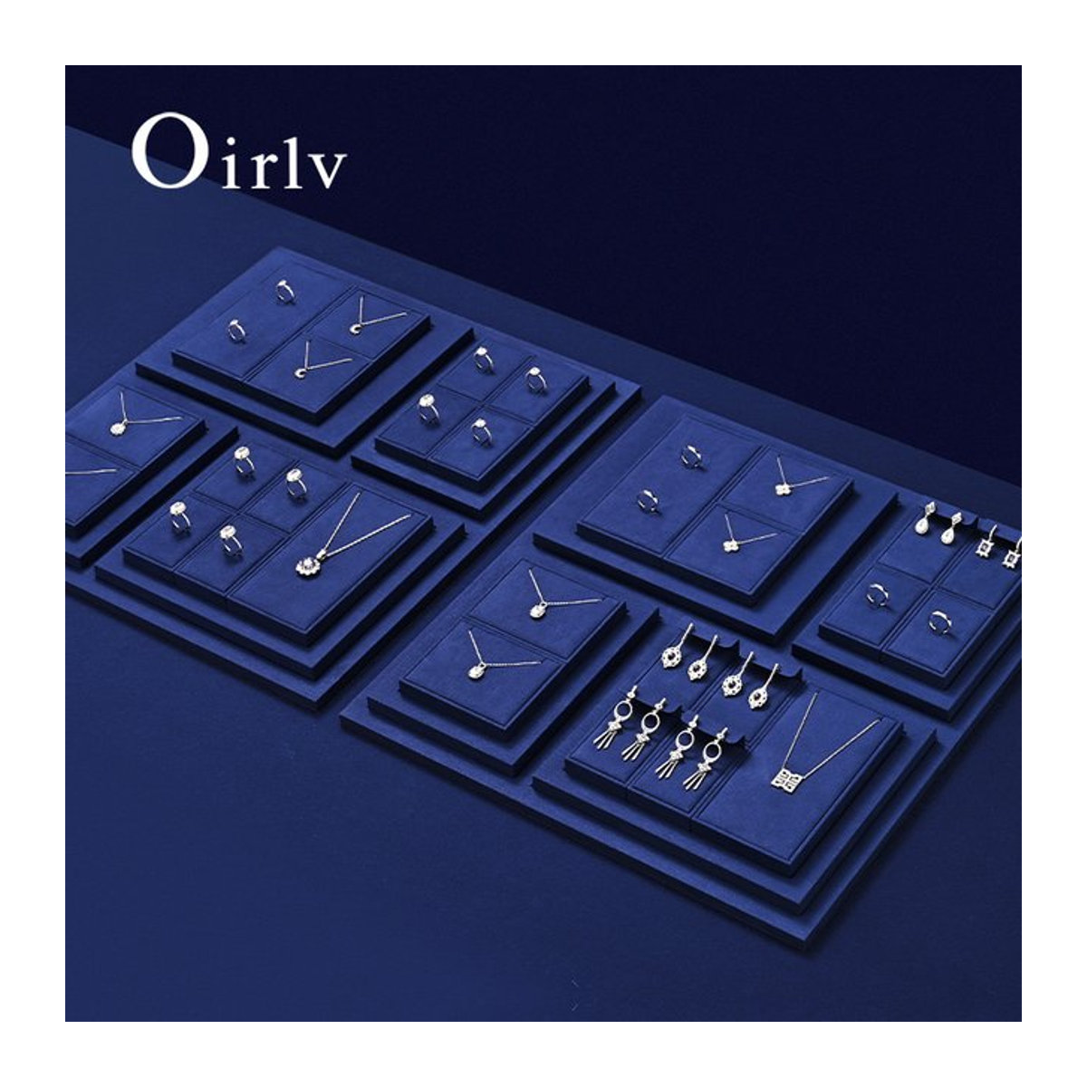 Oirlv Schmuck-Organizer aus blauer Mikrofaser für Halsketten, Ringe, Anhänger und Ohrringe - Bild 1