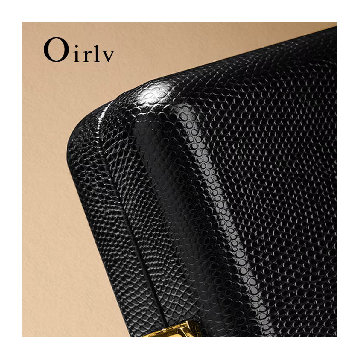 Oirlv Schmuck-Organizer-Box aus schwarzem PU-Leder für Ringe und Ohrringe - Bild 5