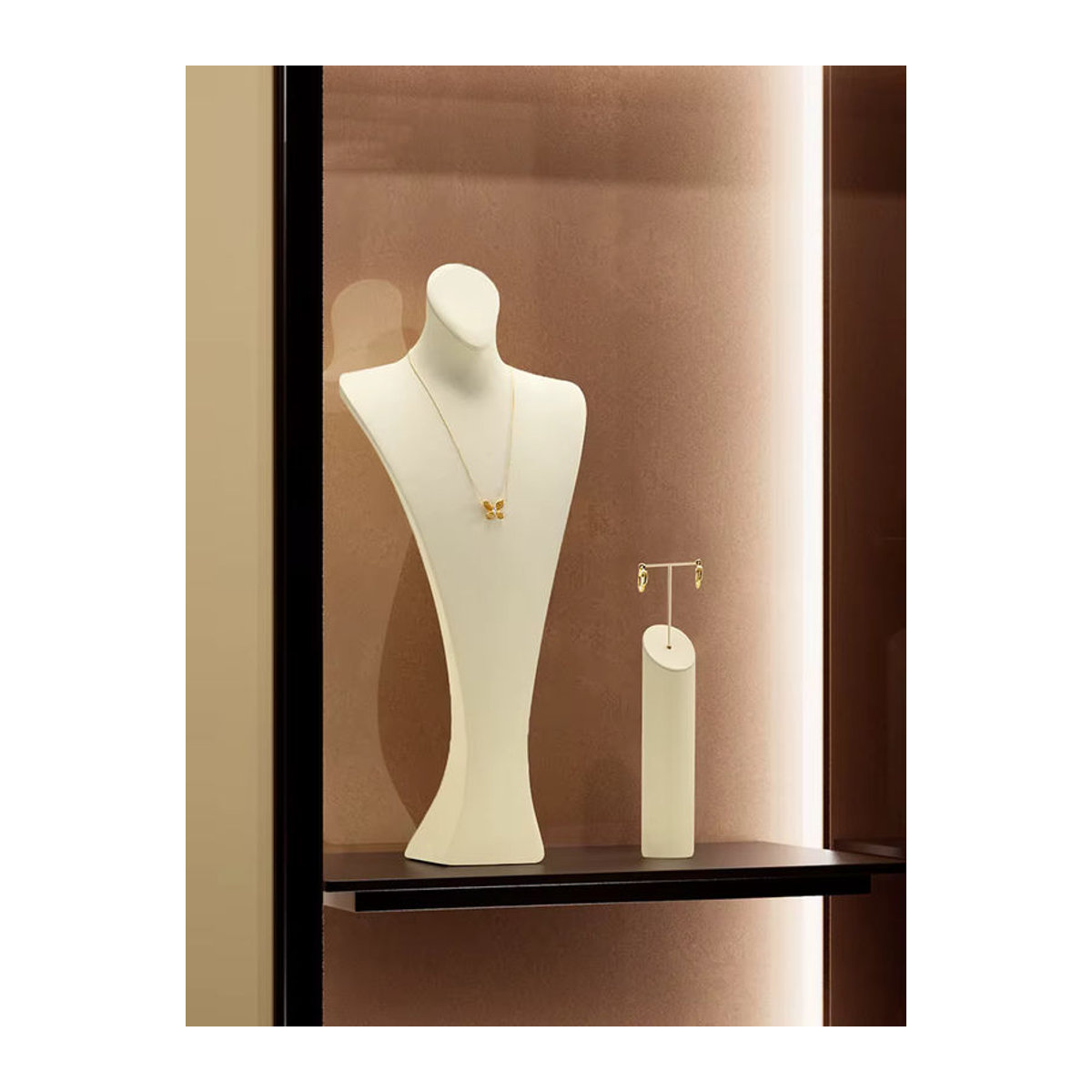 Oirlv Schmuckdisplay Halskettenständer aus Textil in Beige oder Weiß - Bild 3