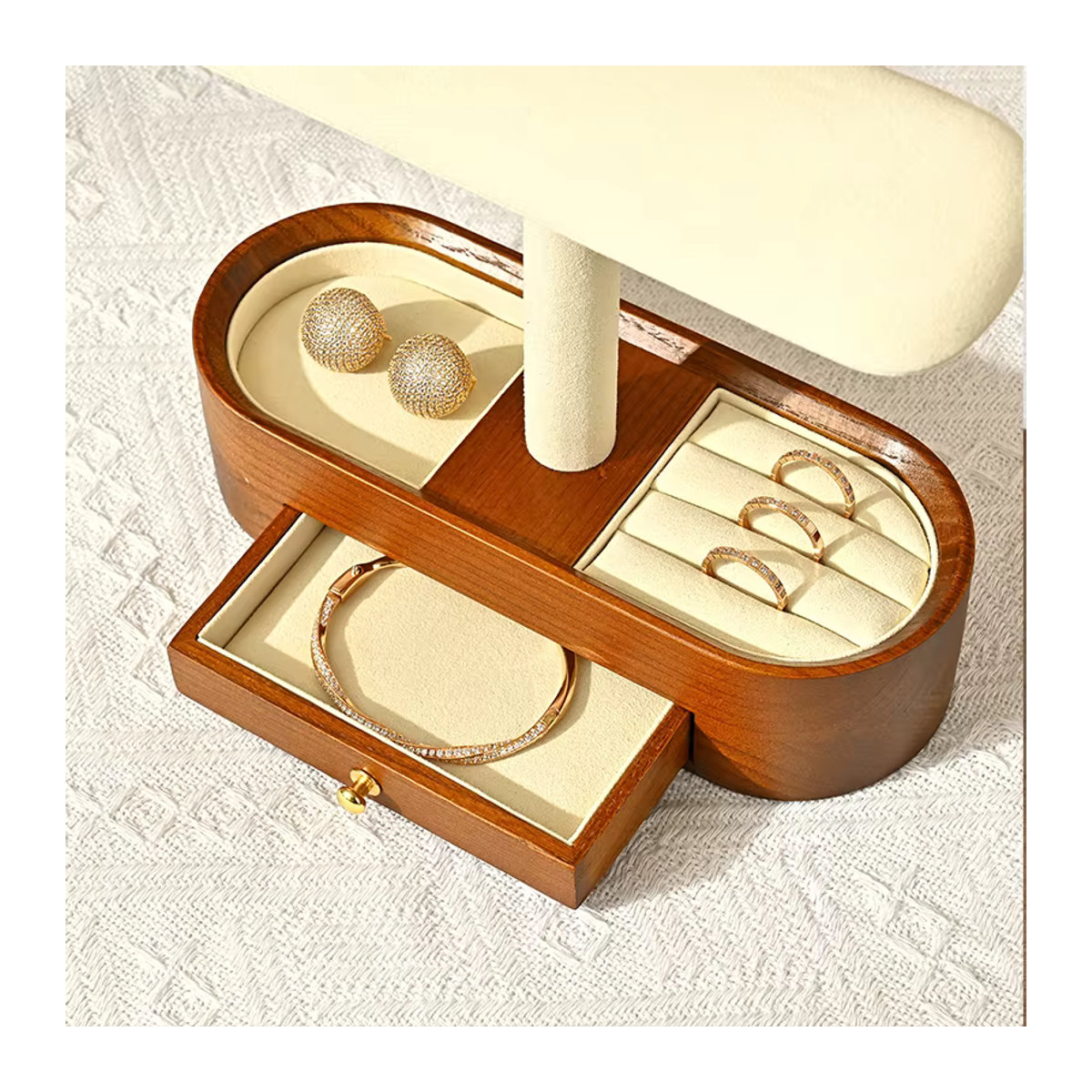 Oirlv T-Bar Uhrenregal aus Holz als Schmuck-Organizer und Uhrenhalter in Braun oder Beige - Bild 4