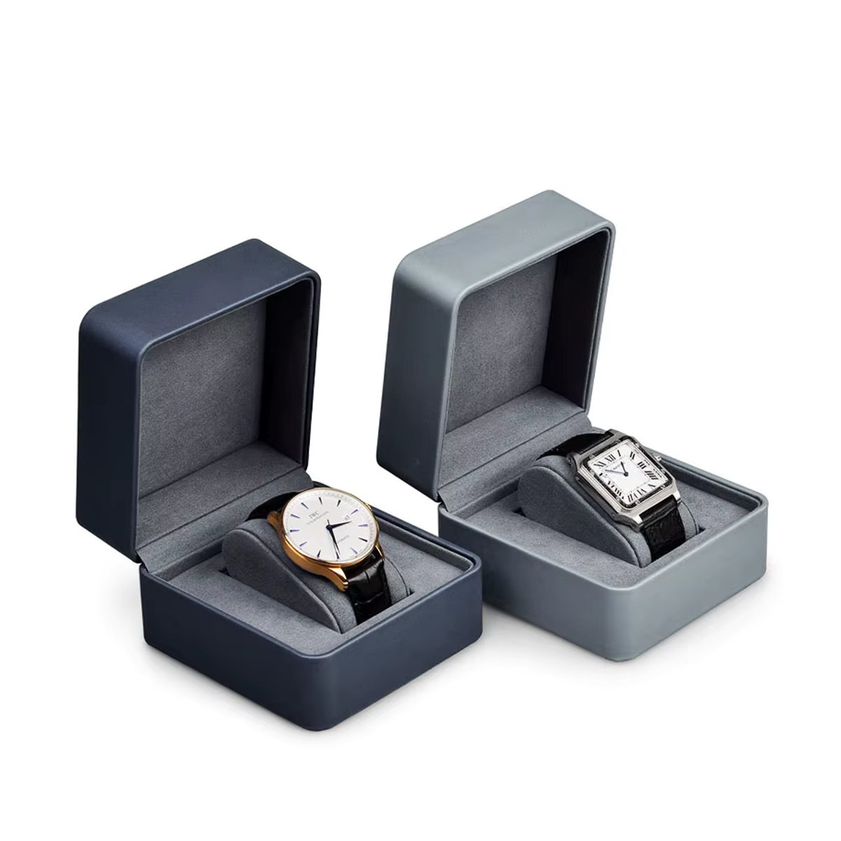 Oirlv Uhrenbox aus Kunstleder in Grau mit minimalistischem Design als Uhren-Organizer und Schmuck-Display - Bild 2