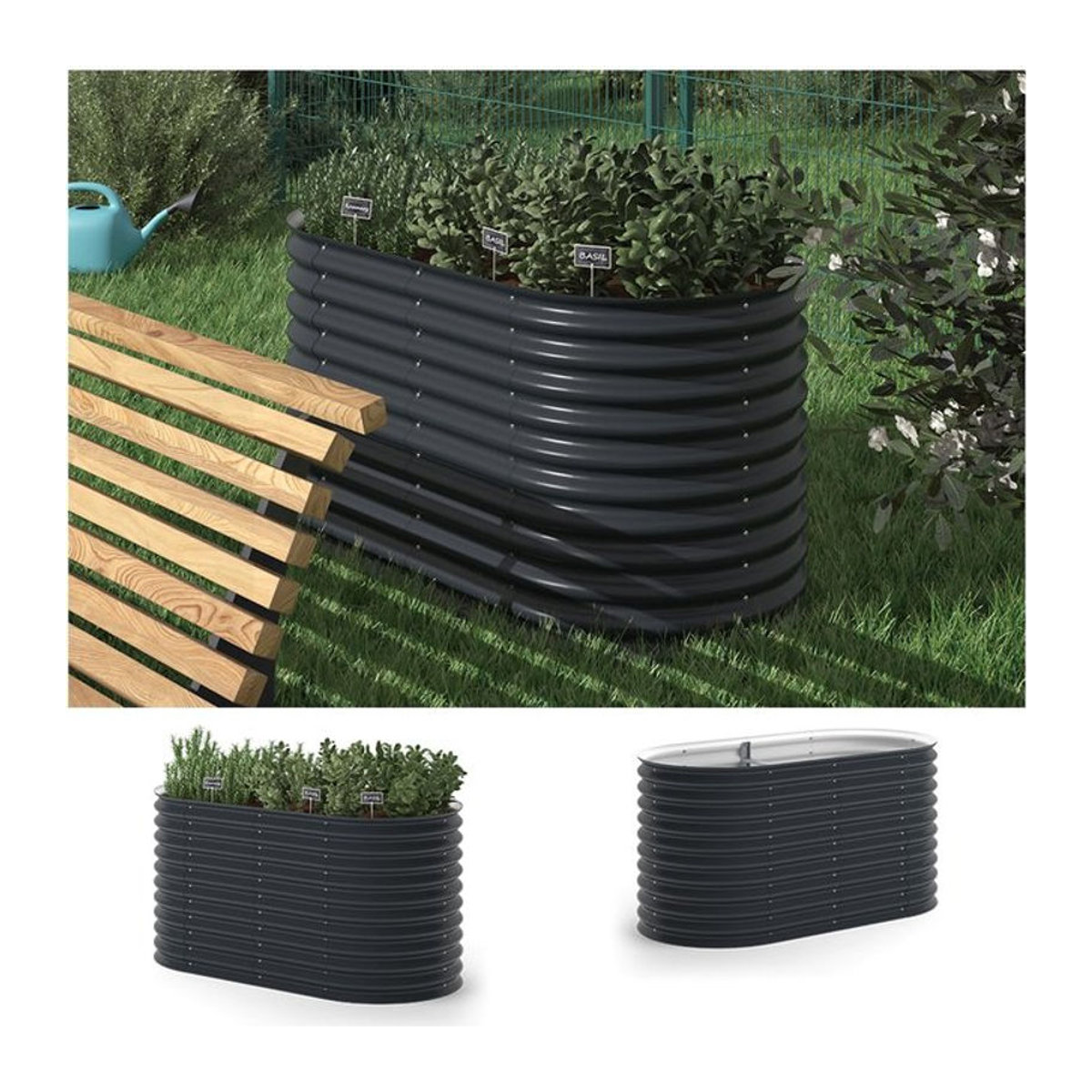 OK-Living Hochbeet aus Metall in Anthrazit B: 160 cm x T: 80 cm - Bild 1