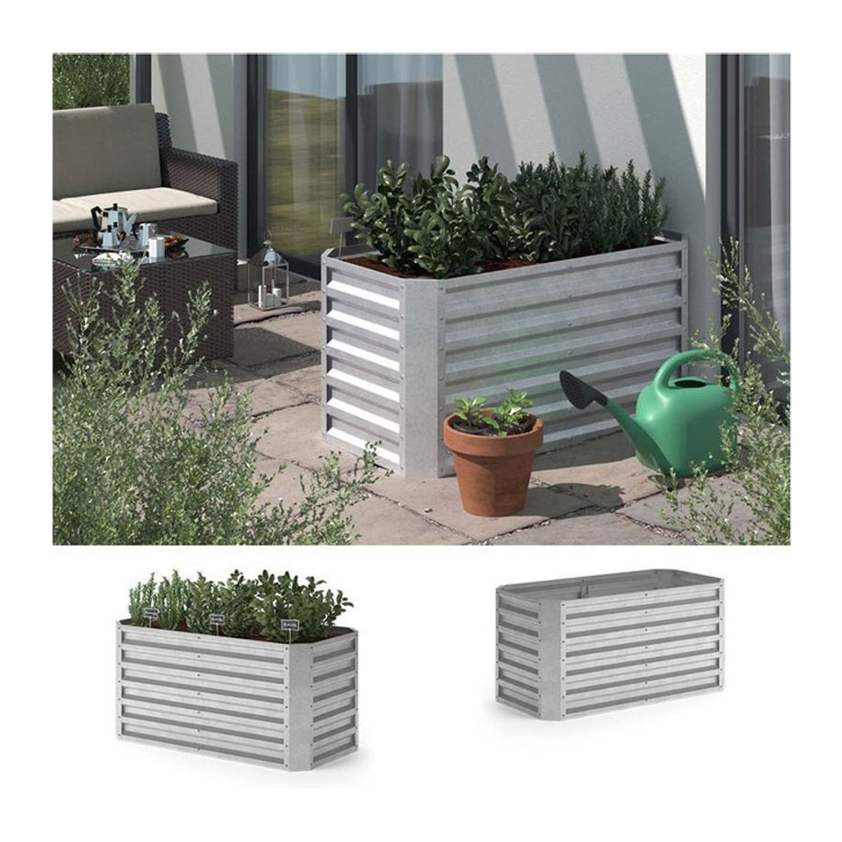 OK-Living Hochbeet aus verzinktem Stahl in Alufarben B/T/H: 120 x 60 x 60 cm - Bild 1