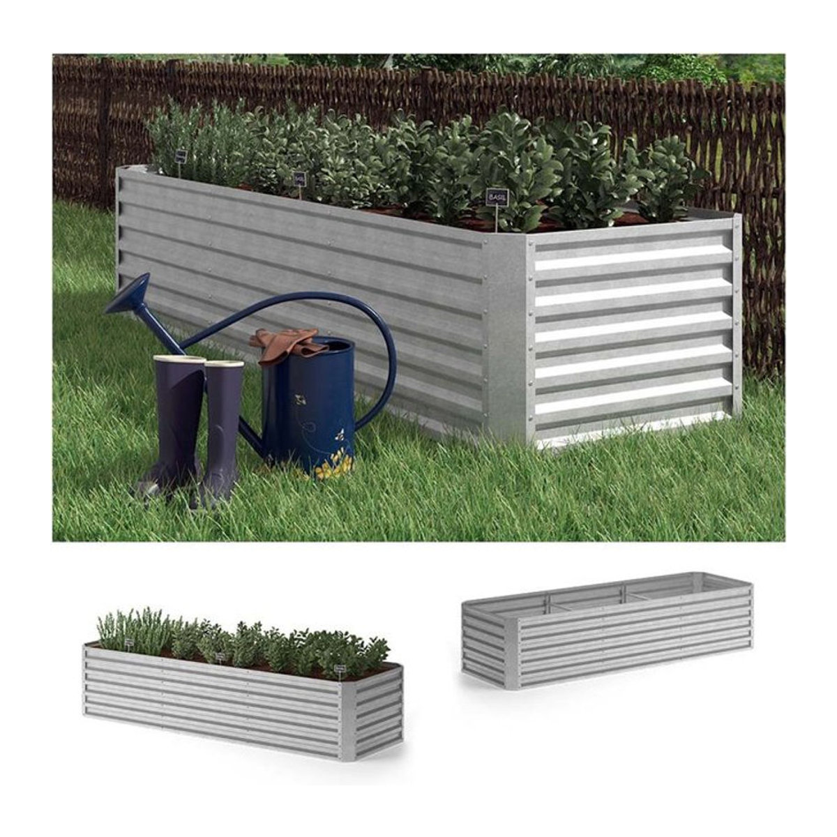 OK-Living Hochbeet aus verzinktem Stahl in Alufarben, B/T/H: 270 x 60 x 90 cm - Bild 1