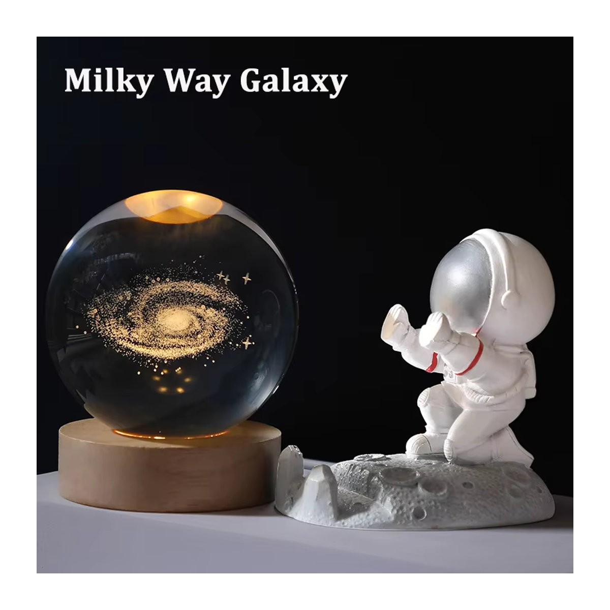 OKAL RED EAST 3D-Kristallkugel Dekoration mit Astronomie-Motiv Sonnensystem und Planeten aus transparentem Glas, rund und stehend - Bild 2