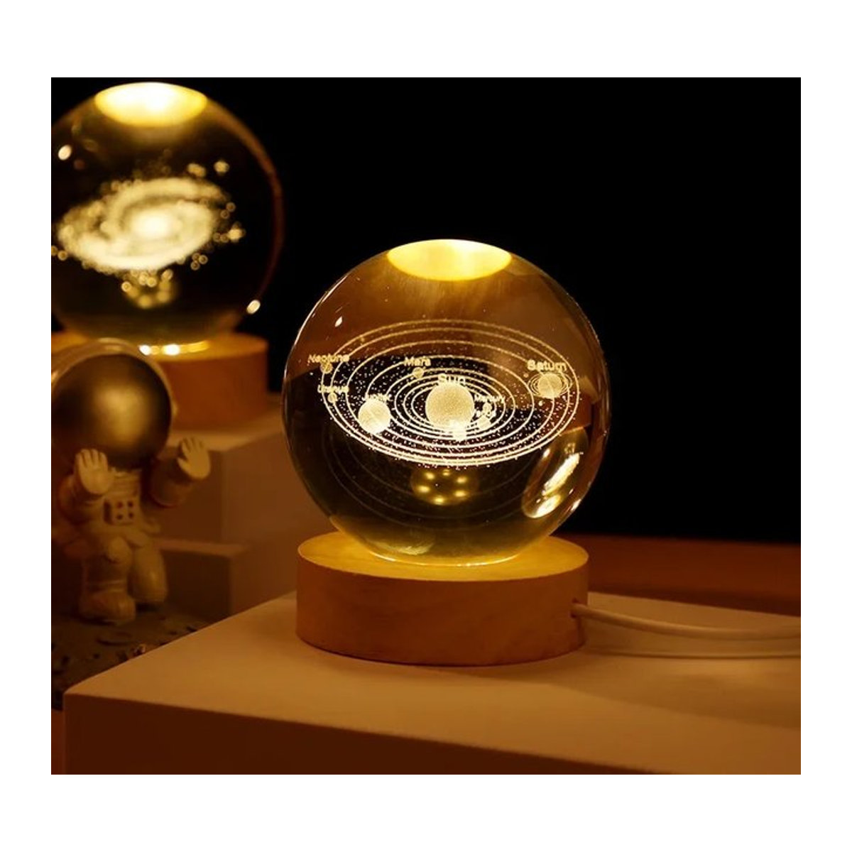 OKAL RED EAST Bunte LED Galaxy Kristallkugelleuchte als 3D Planet Mondlampe zur Heimdekoration - Bild 1