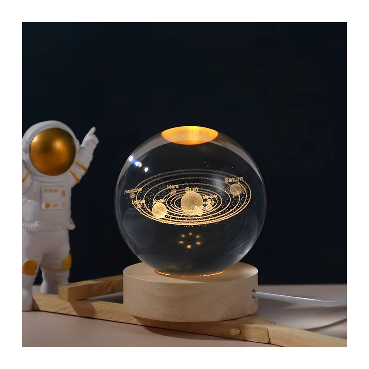 OKAL RED EAST Bunte LED Galaxy Kristallkugelleuchte als 3D Planet Mondlampe zur Heimdekoration - Bild 2