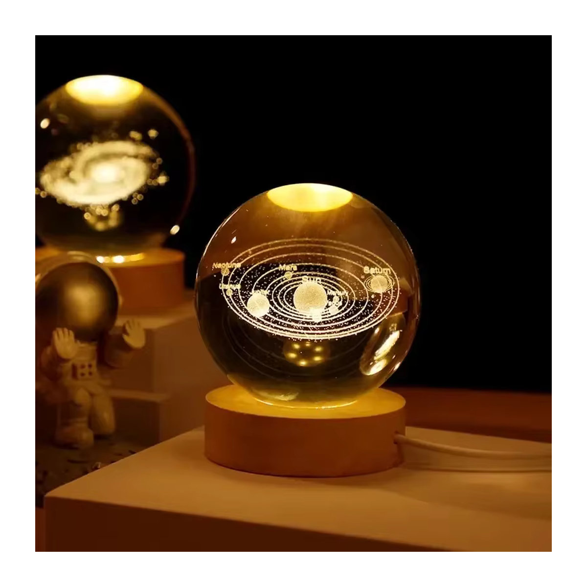 OKAL RED EAST Bunte LED Galaxy Kristallkugelleuchte als 3D Planet Mondlampe zur Heimdekoration - Bild 3