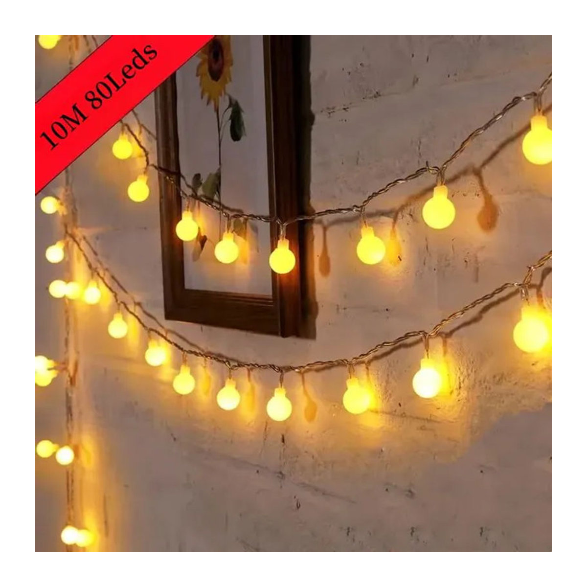 OKAL RED EAST Globus-Lichterkette in Gelb, USB- und batteriebetriebene wasserdichte Kugel-Lichterkette für Garten, Hochzeit und Weihnachtsdekoration - Bild 1