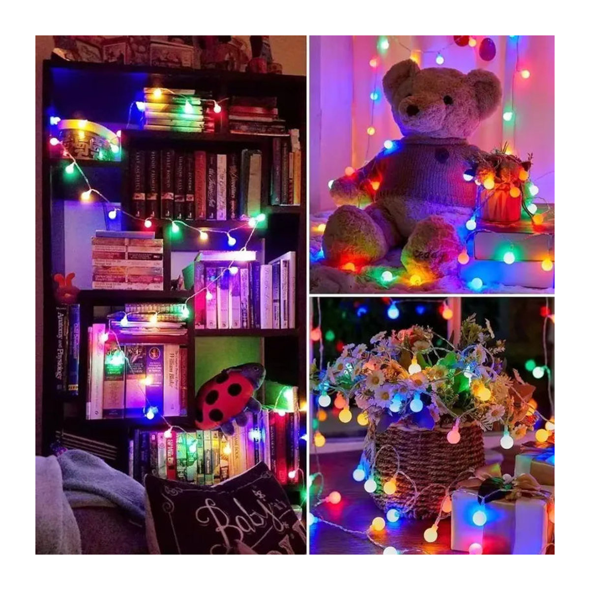 OKAL RED EAST Globus-Lichterkette in Gelb, USB- und batteriebetriebene wasserdichte Kugel-Lichterkette für Garten, Hochzeit und Weihnachtsdekoration - Bild 3