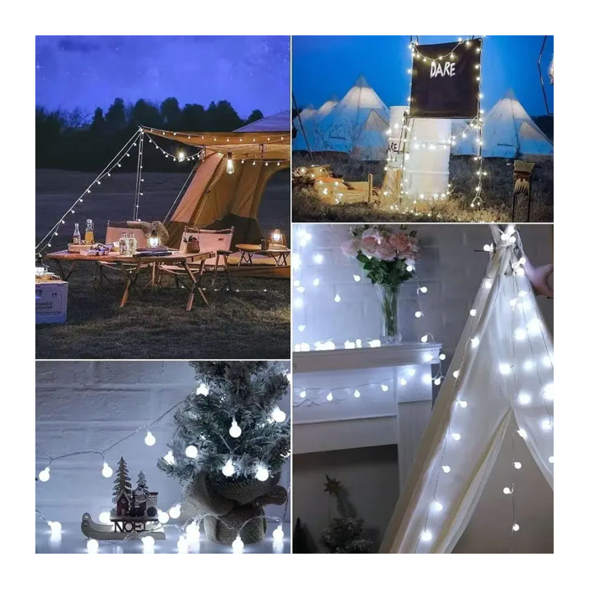 OKAL RED EAST Globus-Lichterkette in Gelb, USB- und batteriebetriebene wasserdichte Kugel-Lichterkette für Garten, Hochzeit und Weihnachtsdekoration - Bild 4
