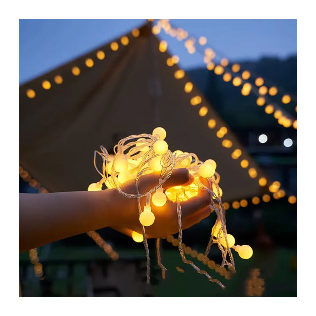 OKAL RED EAST Globus-Lichterkette in Gelb, USB- und batteriebetriebene wasserdichte Kugel-Lichterkette für Garten, Hochzeit und Weihnachtsdekoration - Bild 5