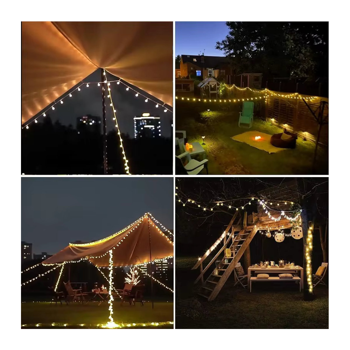 OKAL RED EAST Globus-Lichterkette in Weiß, USB und batteriebetrieben, wasserdichte Außenbeleuchtung für Garten, Hochzeit und Camping - Bild 2