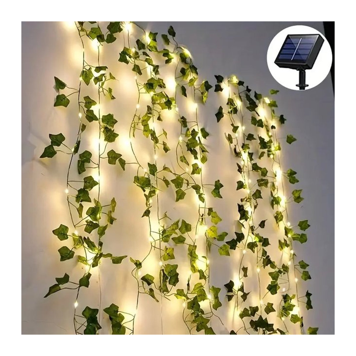 OKAL RED EAST Grüne Solar-Lichterkette mit künstlichen Efeublättern und 8 Modi für Garten und Hochzeit - Bild 1