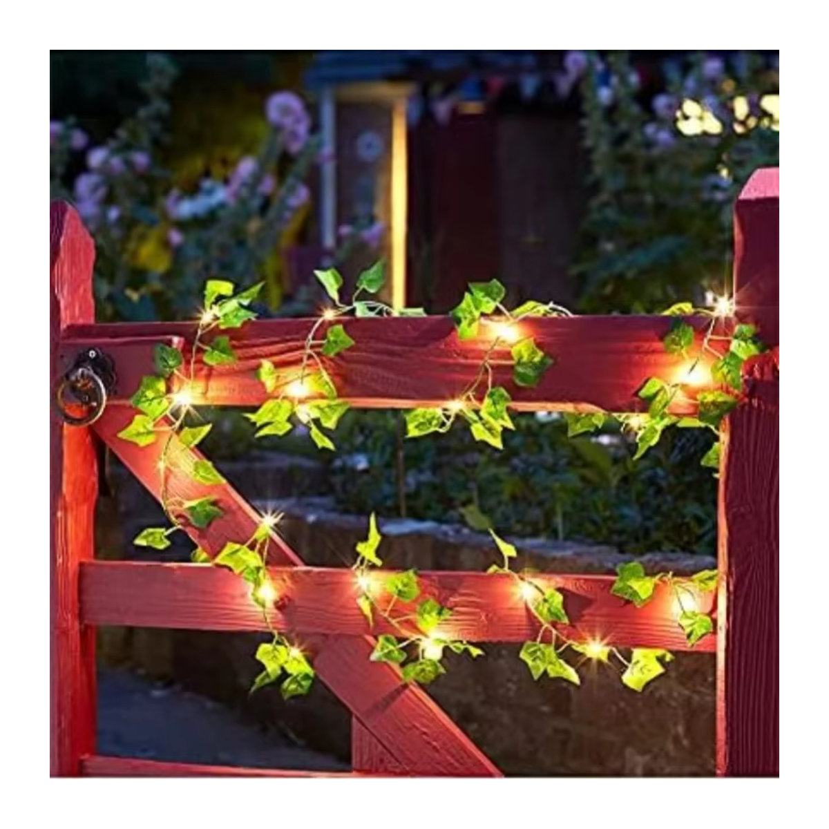 OKAL RED EAST Grüne Solar-Lichterkette mit künstlichen Efeublättern und 8 Modi für Garten und Hochzeit - Bild 4