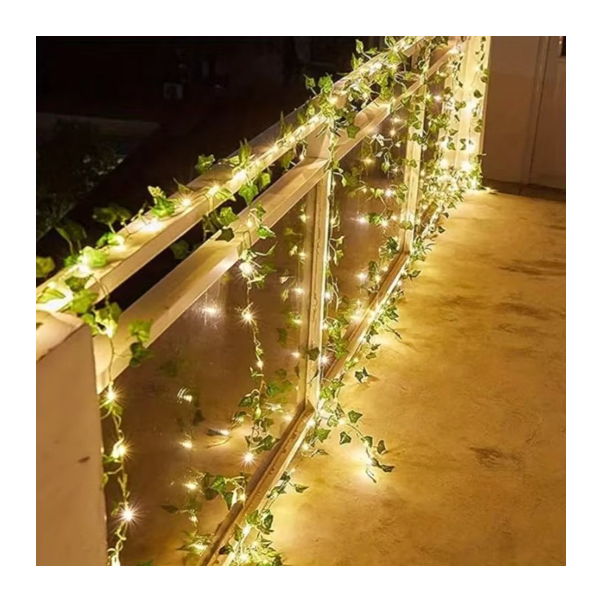 OKAL RED EAST Grüne Solar-Lichterkette mit künstlichen Efeublättern und 8 Modi für Garten und Hochzeit - Bild 5