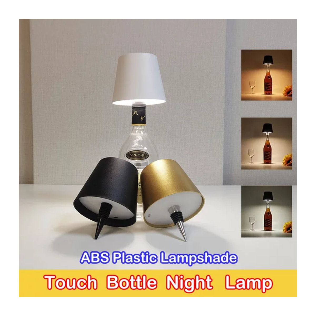 OKAL RED EAST Kabellose Tischlampe in Schwarz mit Touch-Steuerung und stufenloser Dimmung im modernen Flaschen-Design - Bild 1