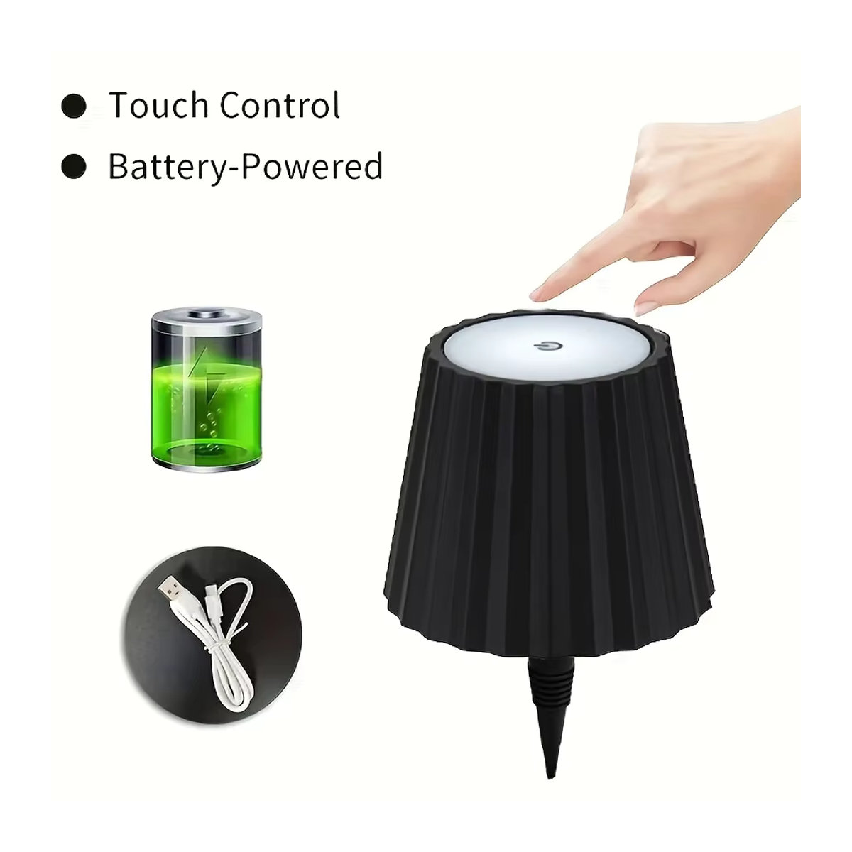 OKAL RED EAST Kabellose Tischlampe in Schwarz mit Touch-Steuerung und stufenloser Dimmung im modernen Flaschen-Design - Bild 2