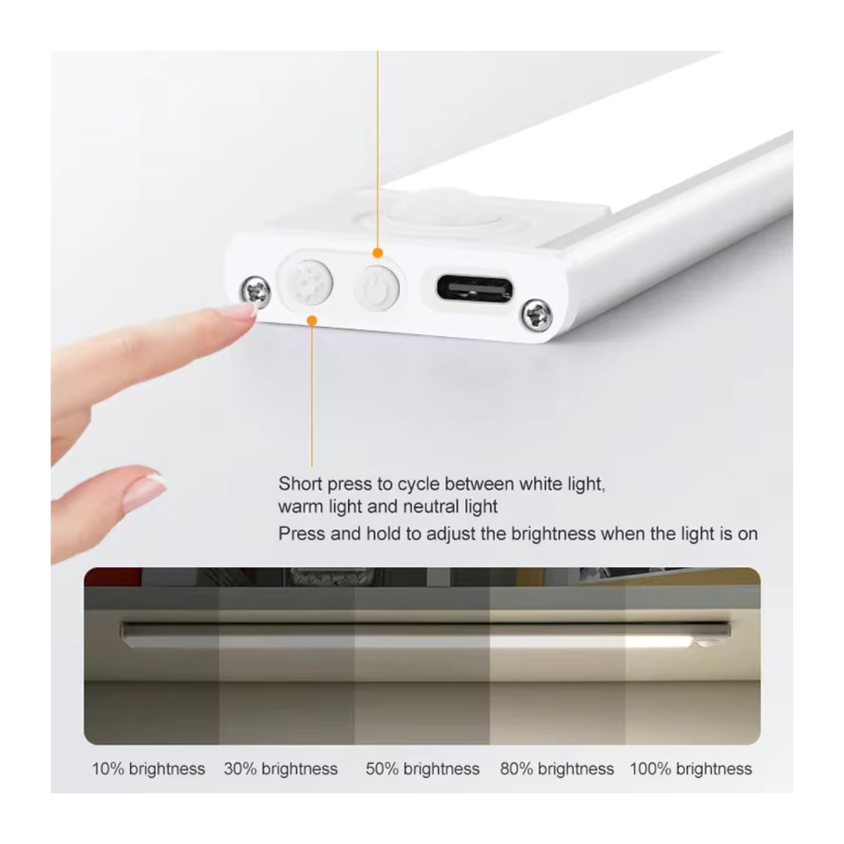 OKAL RED EAST LED Möbelbeleuchtung mit Bewegungssensor, kabellos per USB aufladbar, Schwarz oder Weiß, minimalistisches Design - Bild 2