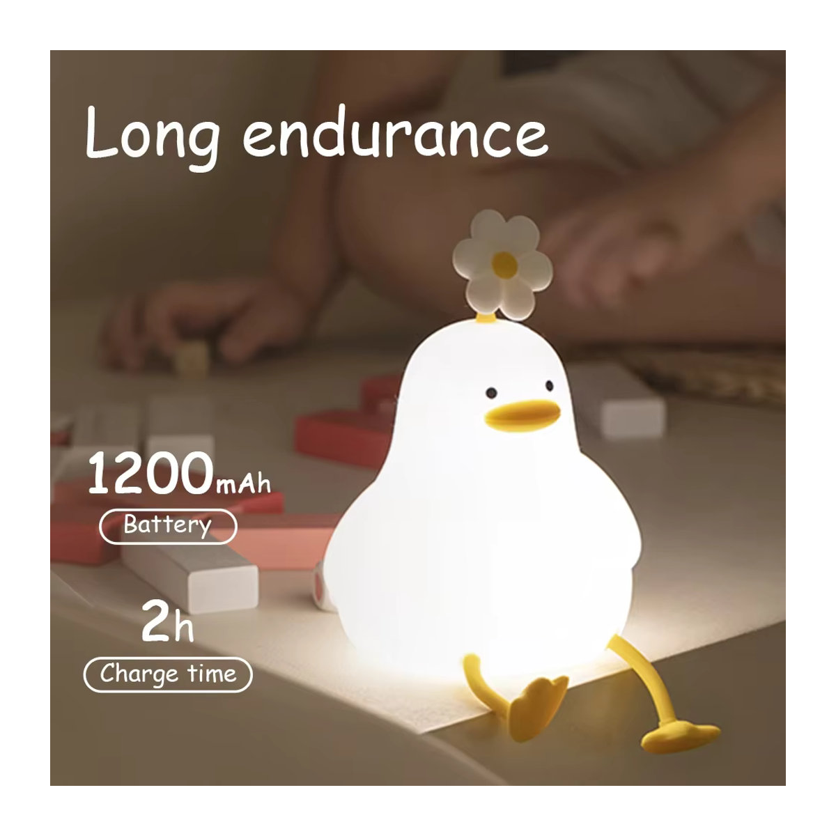 OKAL RED EAST LED Nachtlicht Ente aus Silikon in Gelb mit Touch-Sensor und USB-Ladefunktion - Bild 4