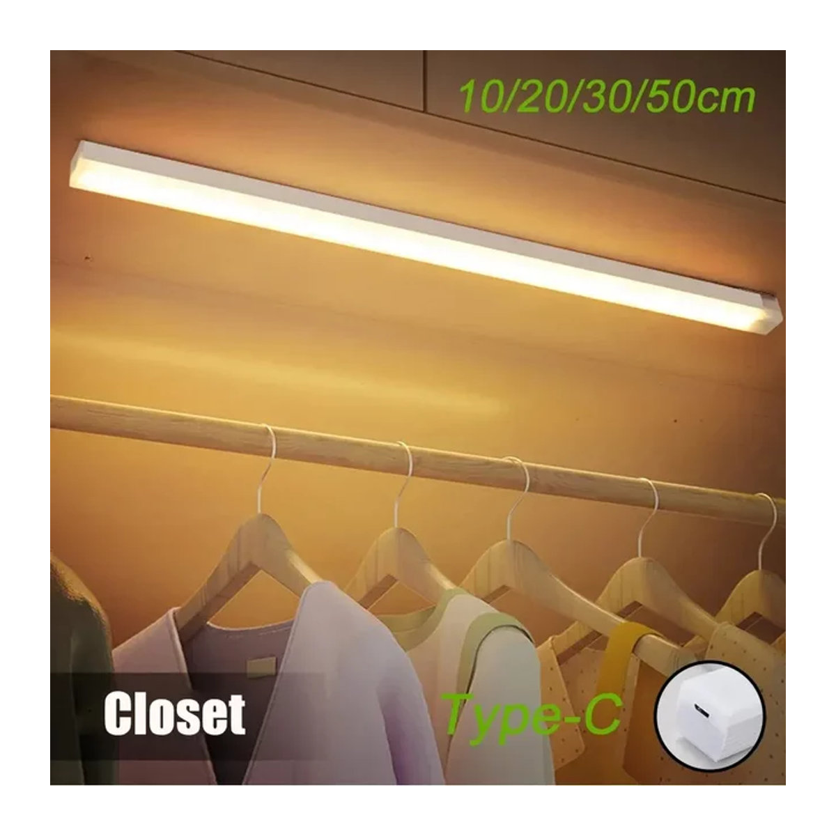 OKAL RED EAST LED-Schrankleuchte mit Bewegungsmelder in Weiß, wiederaufladbare kabellose Möbelbeleuchtung für Kleiderschrank und Flur - Bild 1