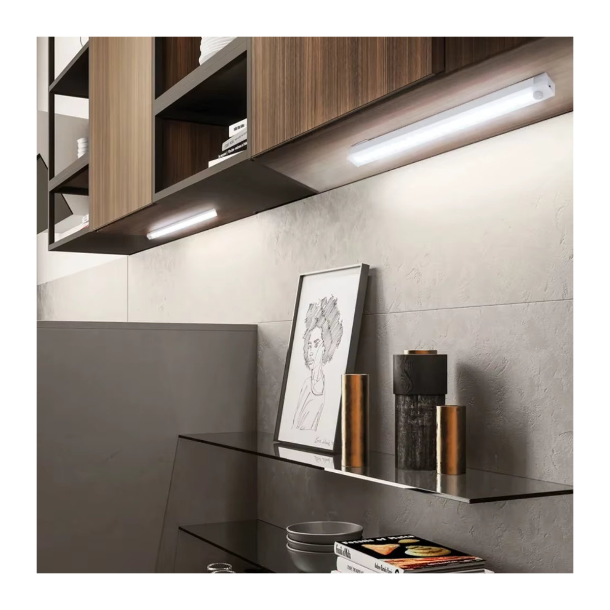OKAL RED EAST LED-Schrankleuchte mit Bewegungsmelder in Weiß, wiederaufladbare kabellose Möbelbeleuchtung für Kleiderschrank und Flur - Bild 5