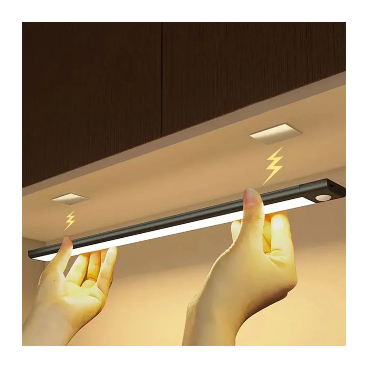 OKAL RED EAST LED-Schrankleuchte mit Bewegungsmelder, wiederaufladbar via USB Typ C, Schwarz, Minimalistisch - Bild 1