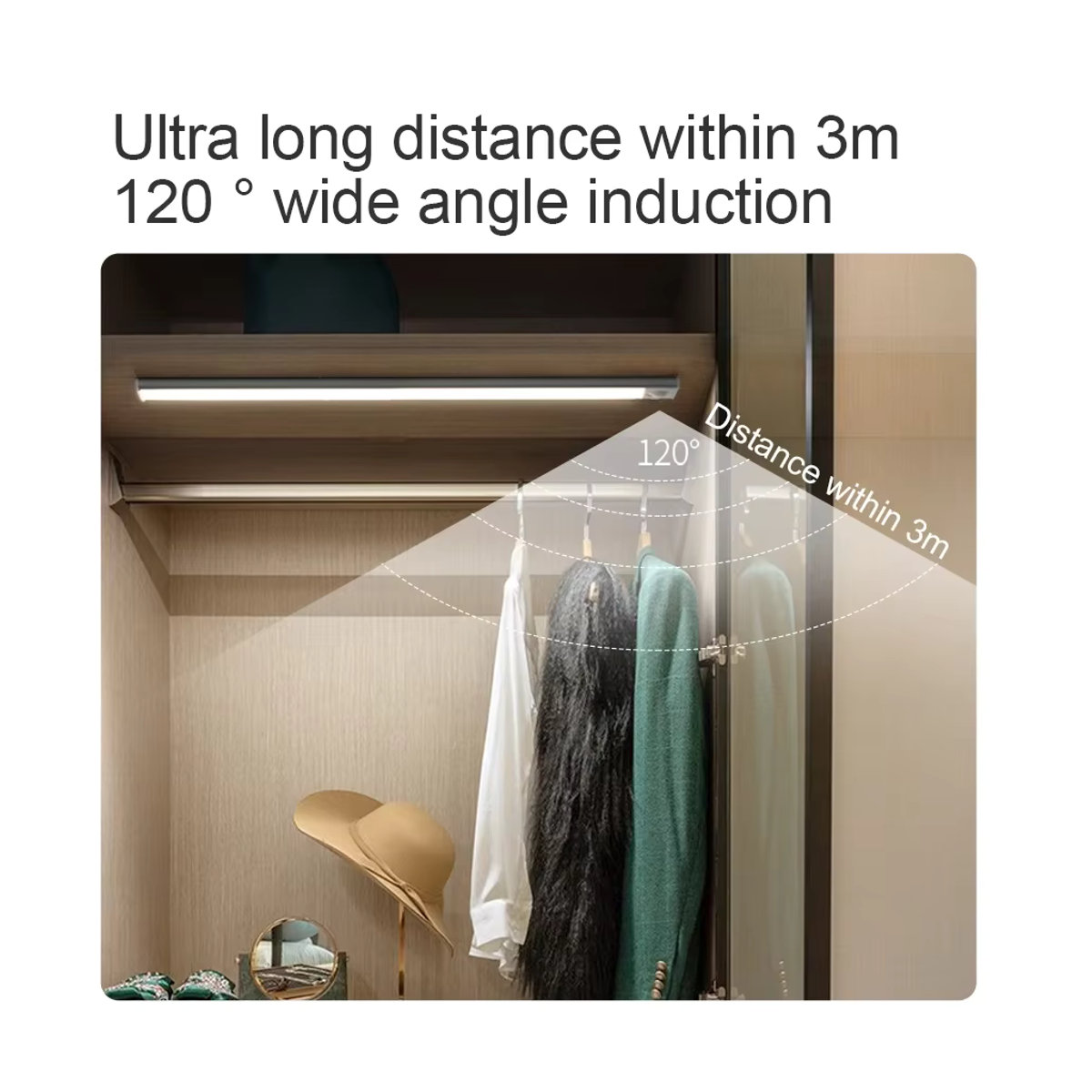 OKAL RED EAST LED-Schrankleuchte mit Bewegungsmelder, wiederaufladbar via USB Typ C, Schwarz, Minimalistisch - Bild 3