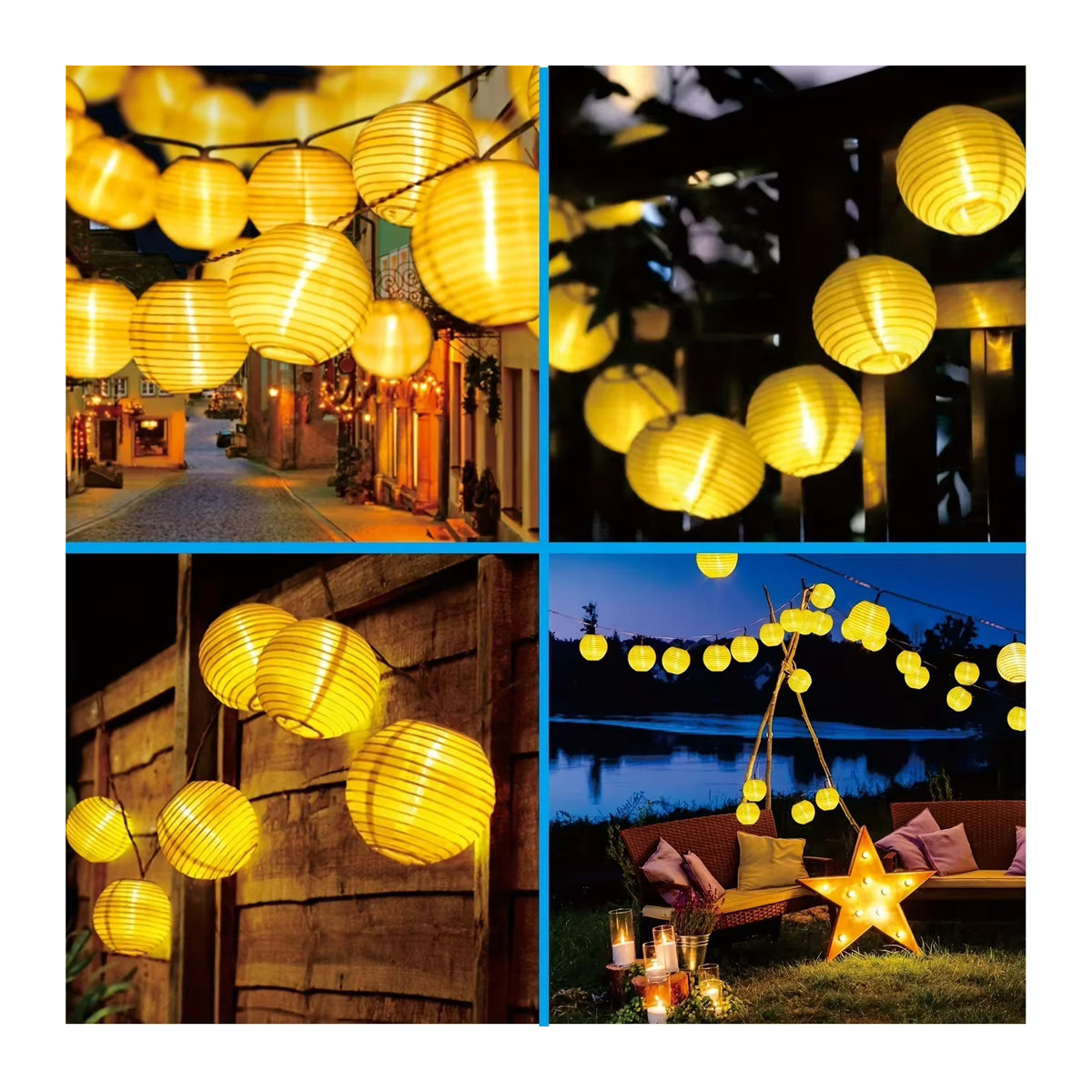 OKAL RED EAST LED Solar Laterne Gelb Klassisch aus Papier für Garten und Terrasse - Bild 3