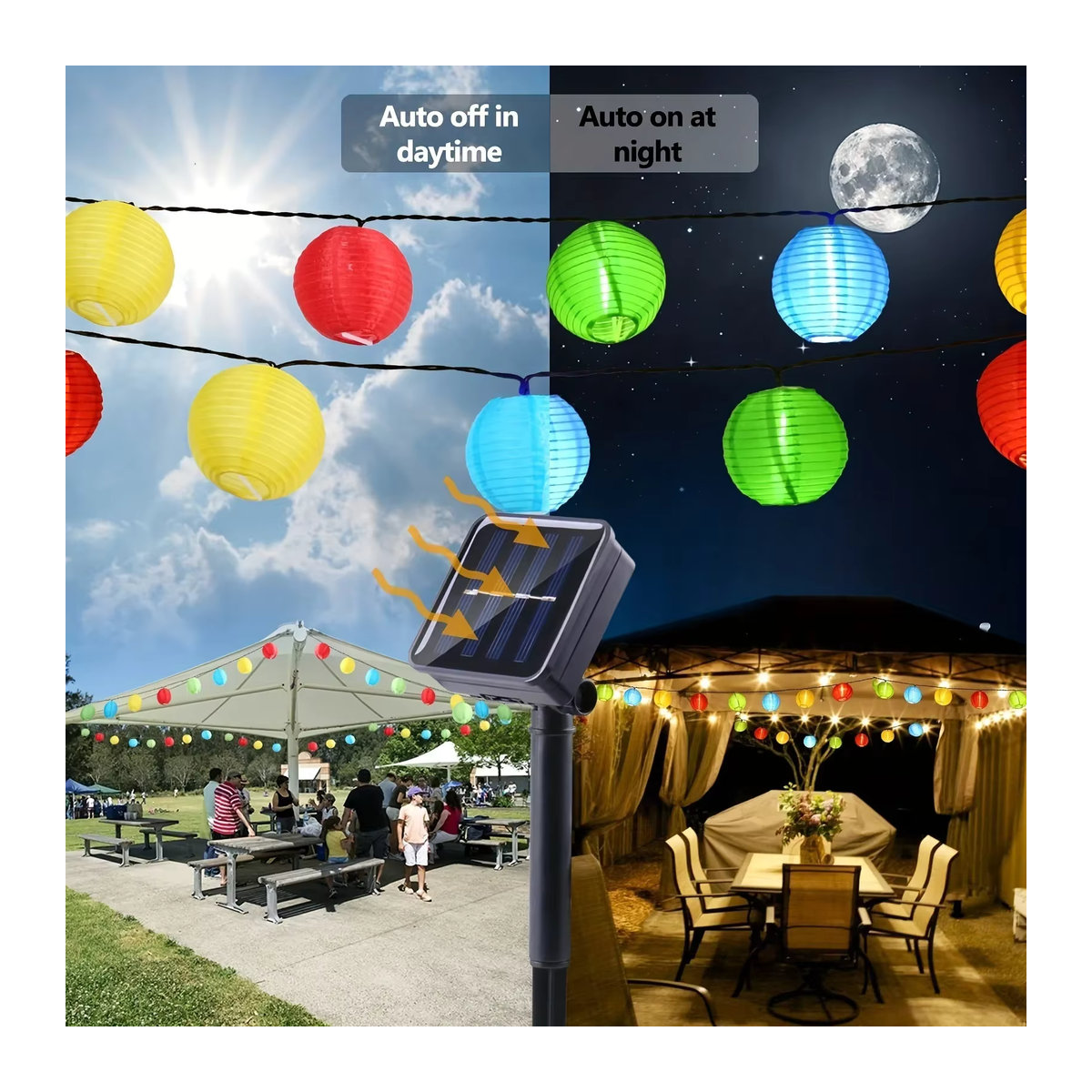 OKAL RED EAST LED Solar Laterne Gelb Klassisch aus Papier für Garten und Terrasse - Bild 4