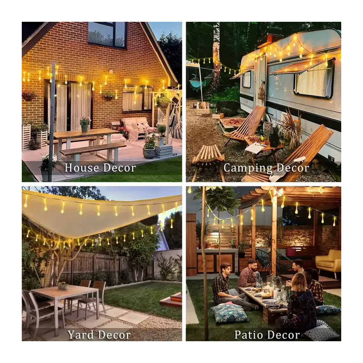 OKAL RED EAST LED Solar-Lichterkette für Außenbereich mit bunten Wassertropfen-Kugelleuchten und 8 Modi zur Garten- und Baumdekoration - Bild 6