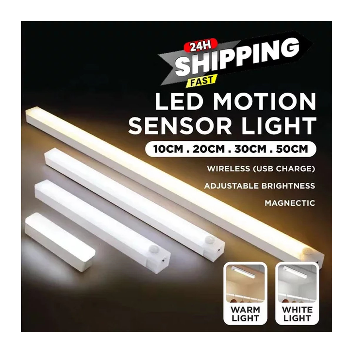 OKAL RED EAST LED-Unterschranklampe mit Bewegungsmelder, dimmbar und wiederaufladbar, Weiß, Kaltweiß - Bild 1