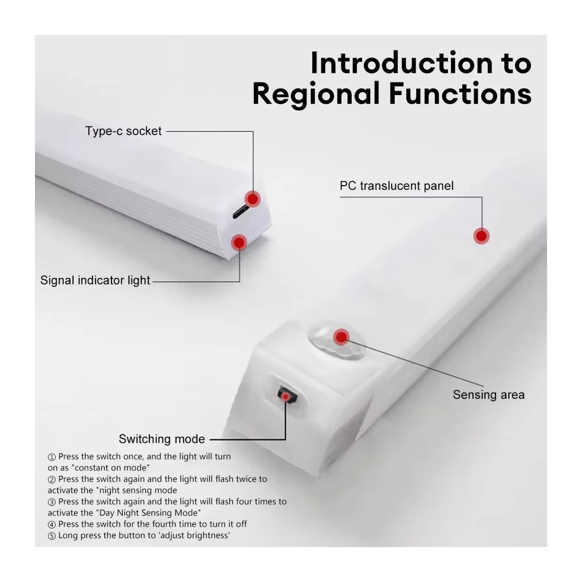 OKAL RED EAST LED-Unterschranklampe mit Bewegungsmelder, dimmbar und wiederaufladbar, Weiß, Kaltweiß - Bild 2