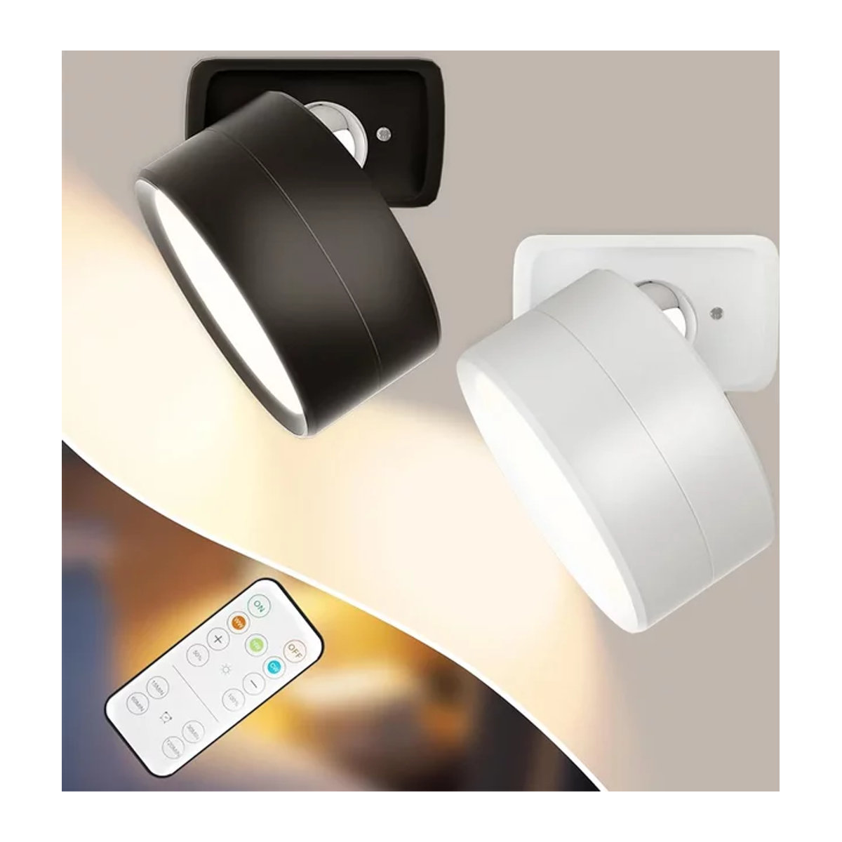 OKAL RED EAST LED Wandleuchte Schwarz mit Fernbedienung und dimmbarer Helligkeit, kabellos und USB-betrieben, minimalistisches Design - Bild 1
