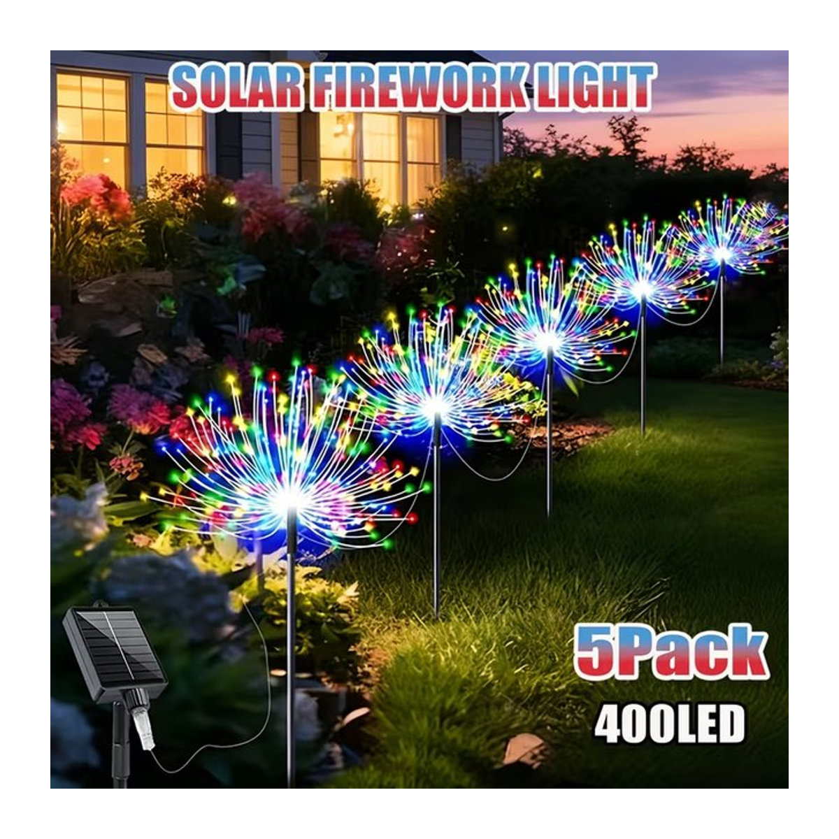 OKAL RED EAST Solar-Gartenleuchten im Set mit bunten LED-Feuerwerkslichtern für den Außenbereich - Bild 1