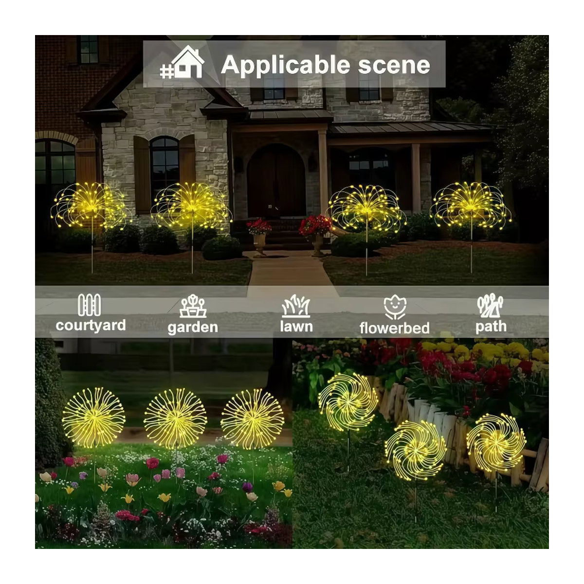 OKAL RED EAST Solar-Gartenleuchten im Set mit bunten LED-Feuerwerkslichtern für den Außenbereich - Bild 2