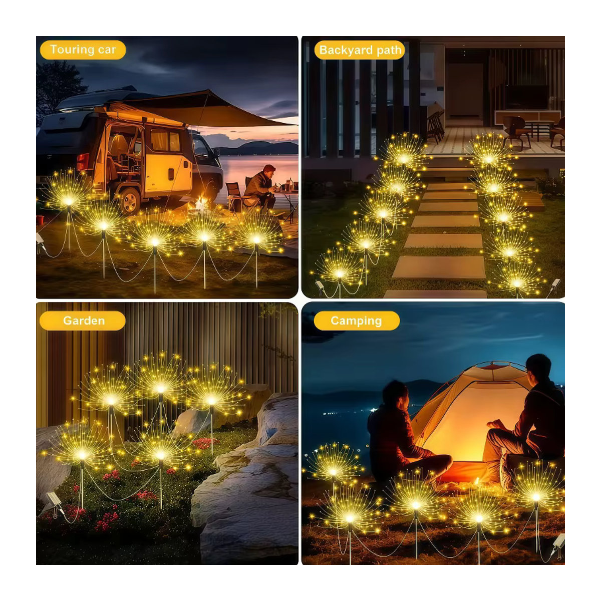 OKAL RED EAST Solar-Gartenleuchten im Set mit bunten LED-Feuerwerkslichtern für den Außenbereich - Bild 4