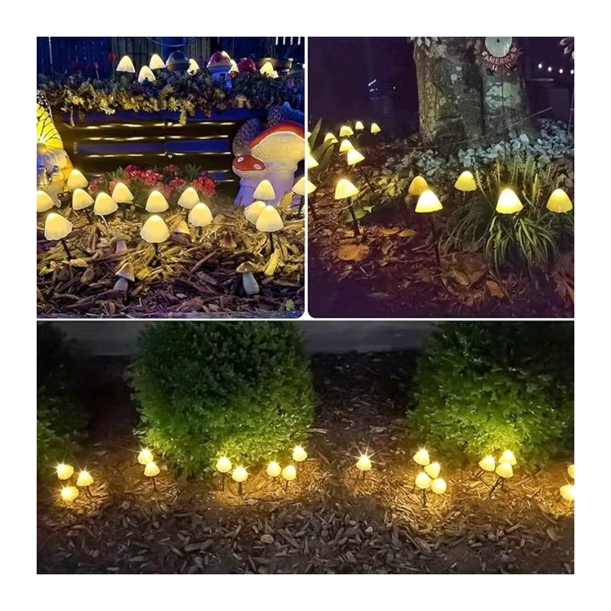 OKAL RED EAST Solar-LED-Lichterkette mit Pilz-Lampen in Weiß zur Außenbeleuchtung für Garten, Terrasse und Wege - Bild 5