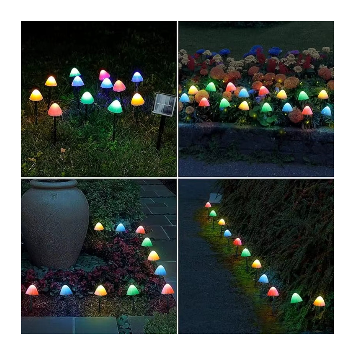 OKAL RED EAST Solar-LED-Lichterkette mit Pilz-Lampen in Weiß zur Außenbeleuchtung für Garten, Terrasse und Wege - Bild 6