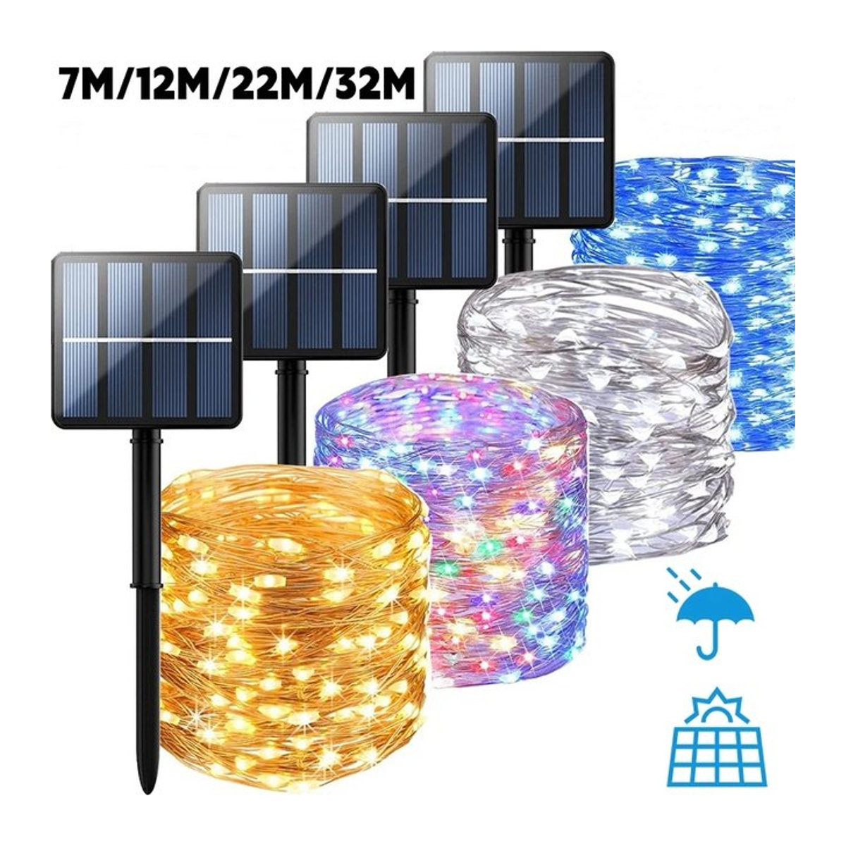 OKAL RED EAST Solar LED Lichterkette Wasserdicht Bunte Outdoor Girlande für Garten Hochzeit und Party - Bild 1