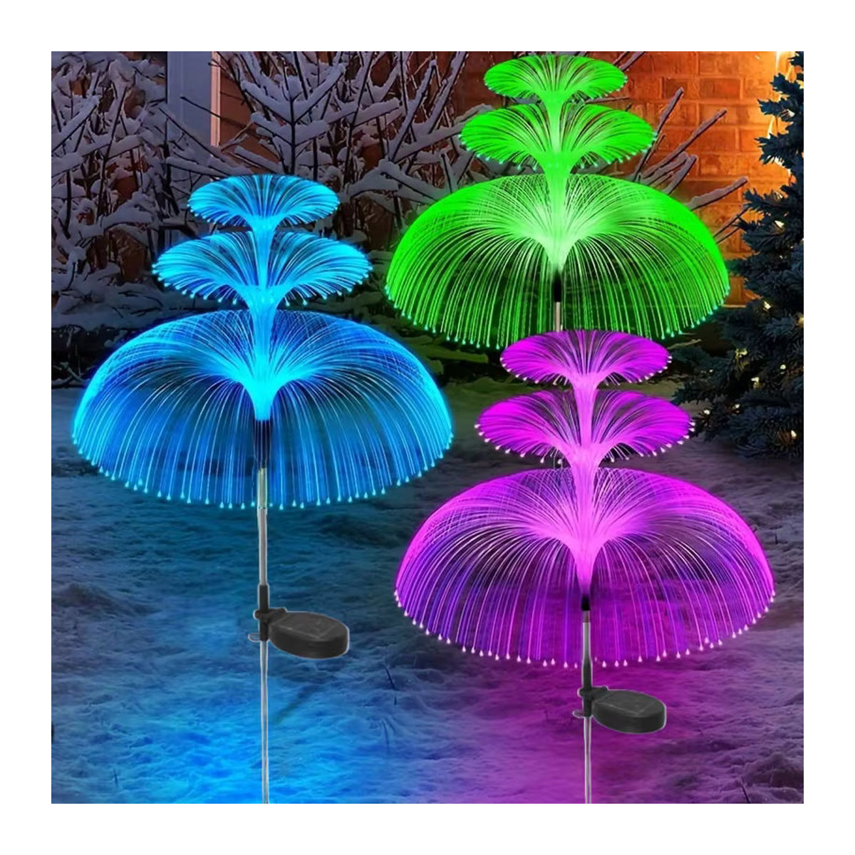 OKAL RED EAST Solar LED Quallen Gartenleuchten Bunt Wasserdichte Outdoor Wegeleuchten für Terrasse und Garten - Bild 1