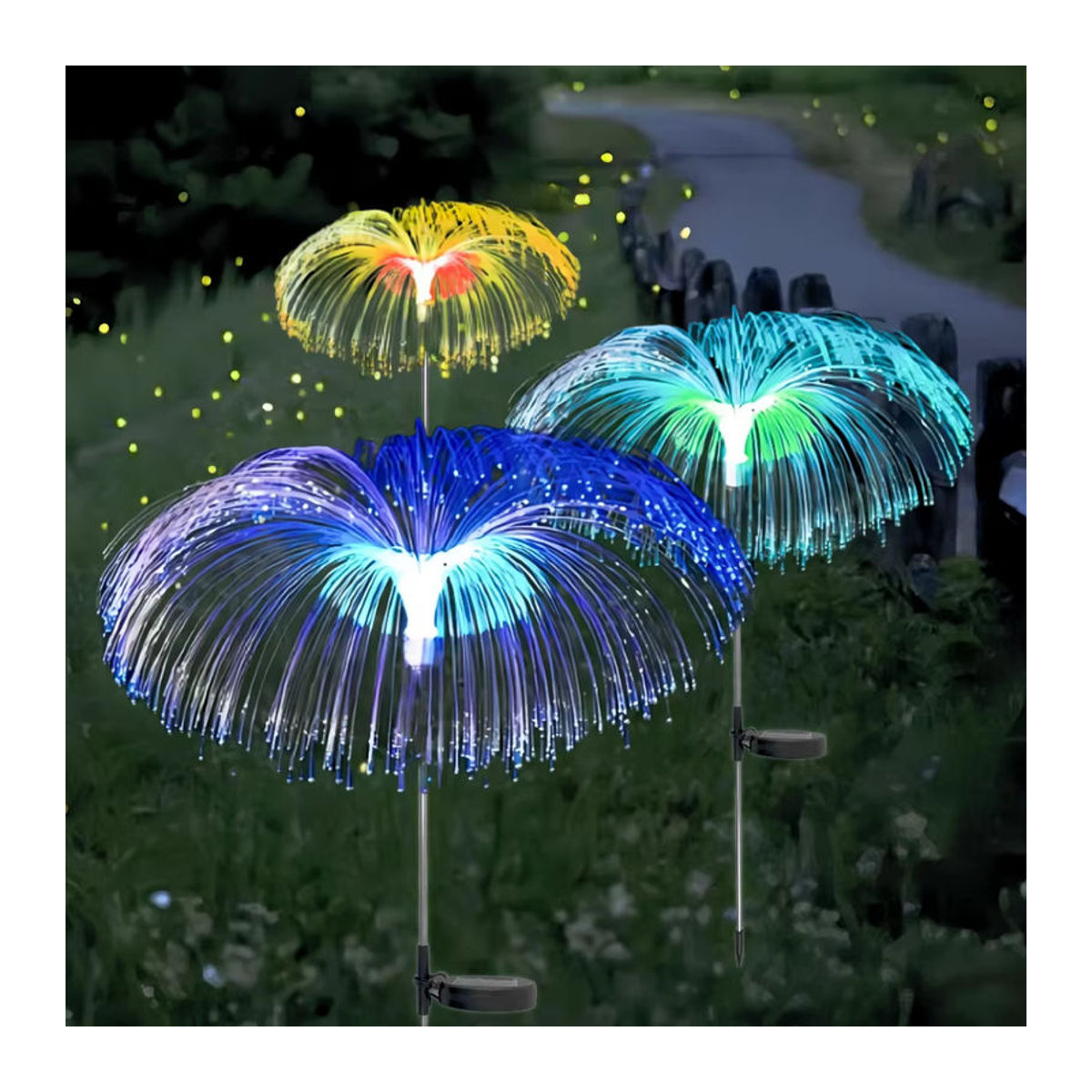OKAL RED EAST Solar LED Quallen Gartenleuchten Bunt Wasserdichte Outdoor Wegeleuchten für Terrasse und Garten - Bild 2