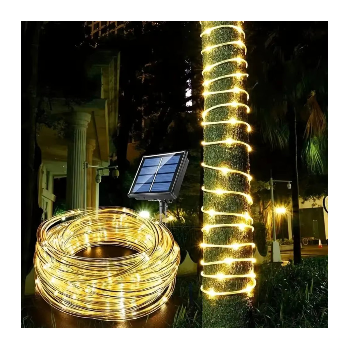 OKAL RED EAST Solar LED Seillichterkette Outdoor wasserdichte Lichterkette für Garten und Balkon - Bild 3