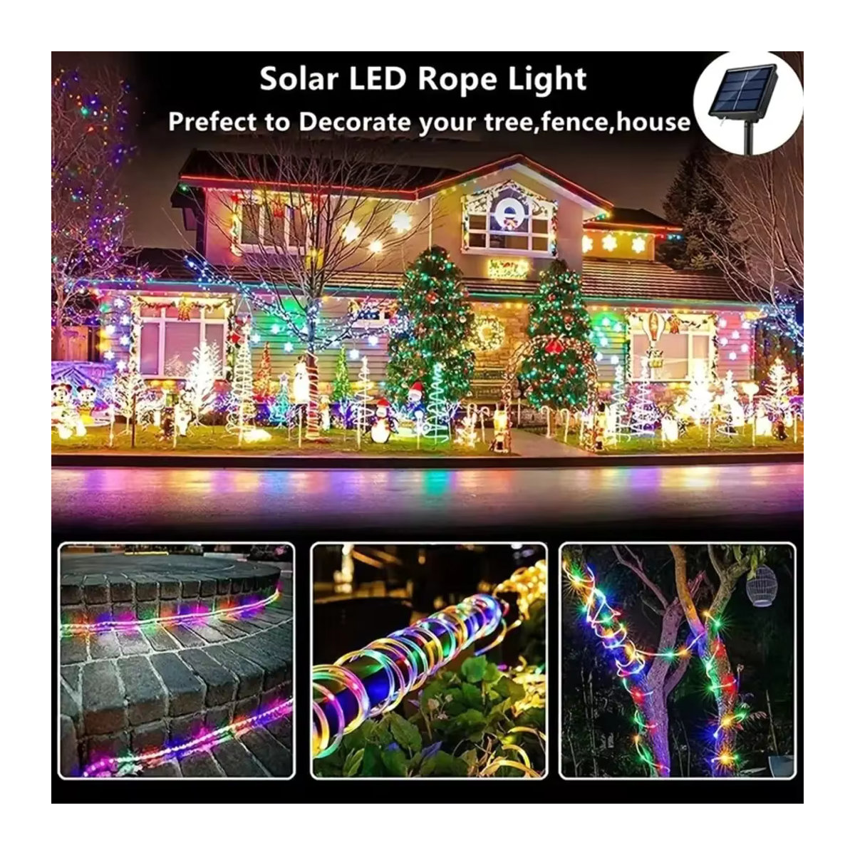 OKAL RED EAST Solar LED Seillichterkette Outdoor wasserdichte Lichterkette für Garten und Balkon - Bild 4