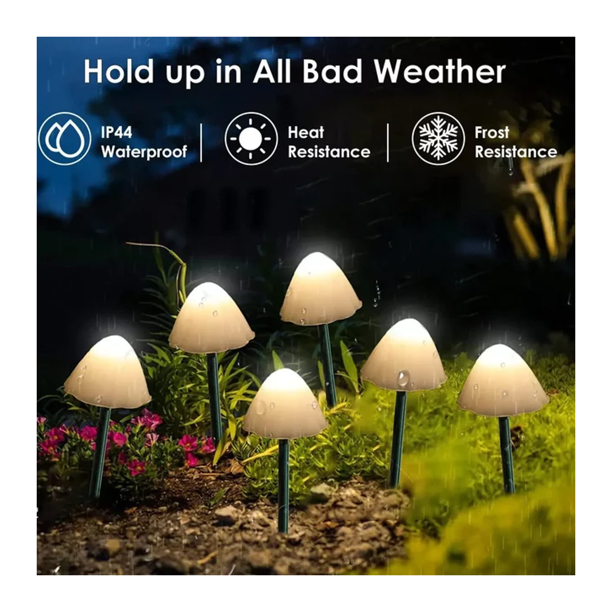 OKAL RED EAST Solar-Pilzlichter mit 10 bunten LEDs für den Außenbereich, wasserdichte dekorative Solarleuchten für Garten, Rasen und Terrasse - Bild 1