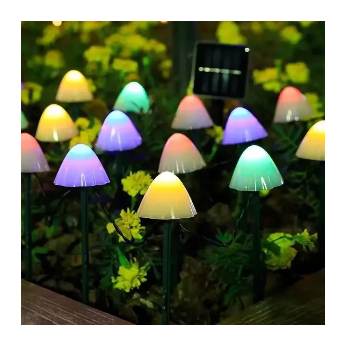 OKAL RED EAST Solar-Pilzlichter mit 10 bunten LEDs für den Außenbereich, wasserdichte dekorative Solarleuchten für Garten, Rasen und Terrasse - Bild 5