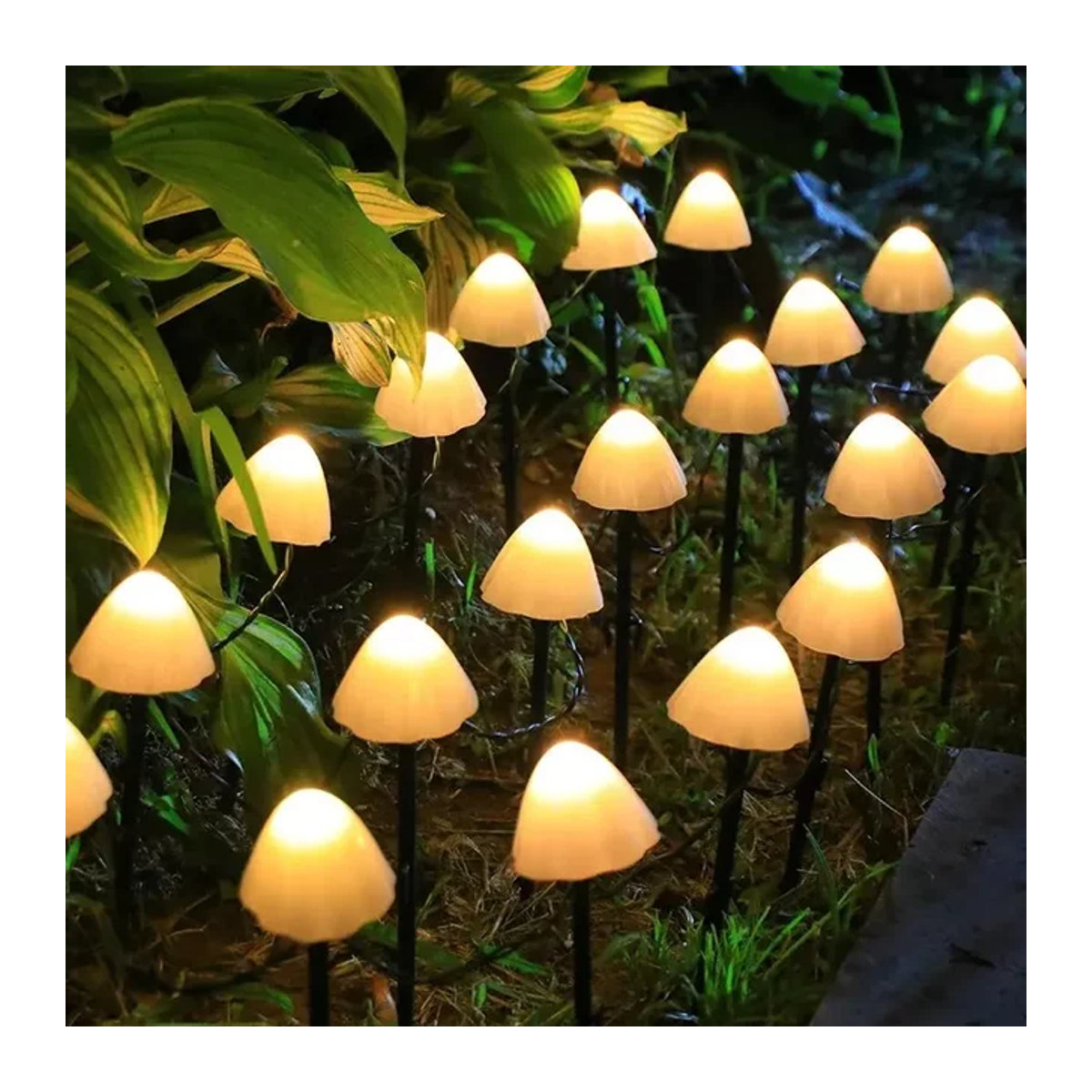 OKAL RED EAST Solarleuchte Pilz Lichterkette in Weiß für Garten und Terrasse - Bild 1