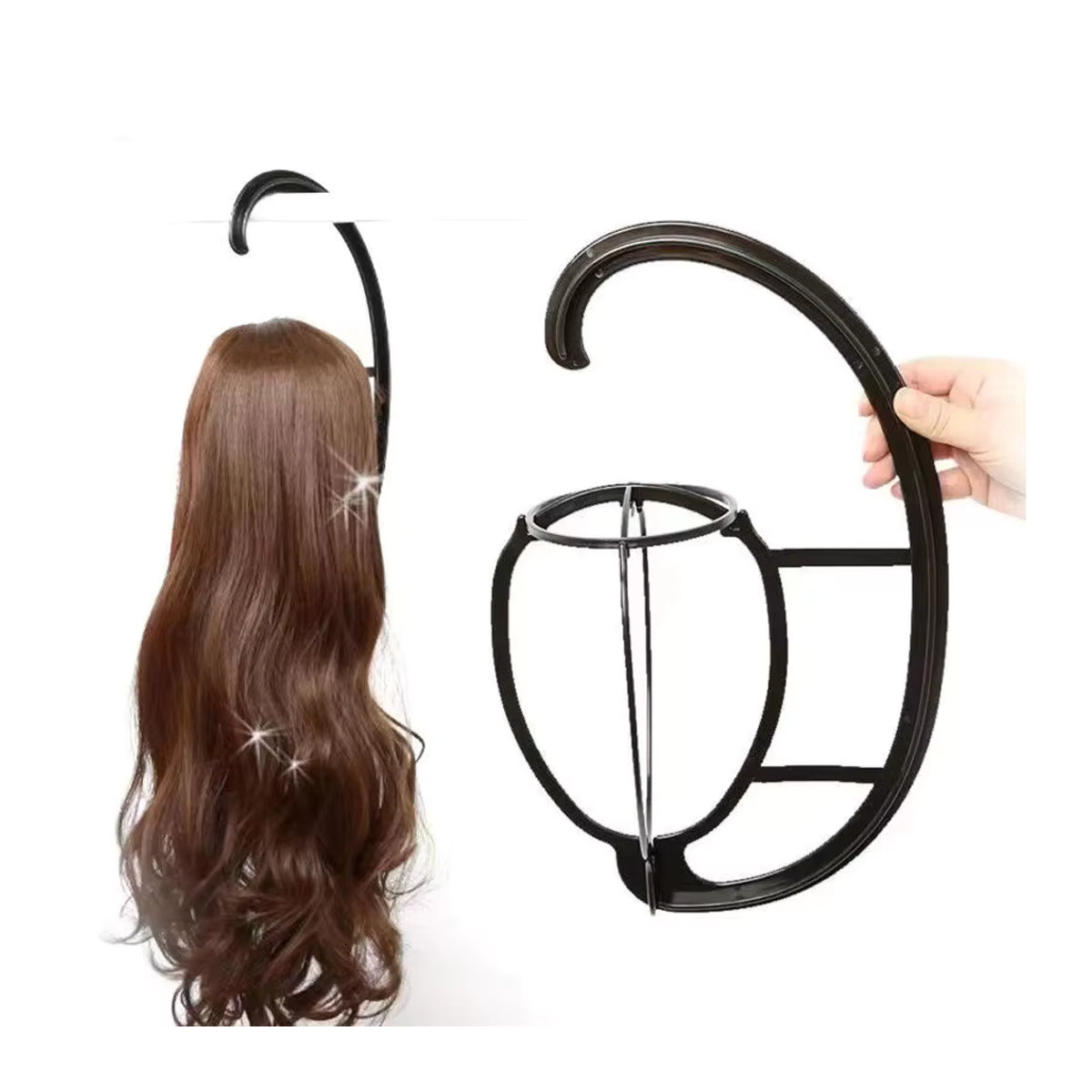OLD STREET Perückenhalter Schwarz Minimalistisches Perückenzubehör aus Kunststoff als tragbarer Werkzeughalter und Modell-Display-Ständer - Bild 7